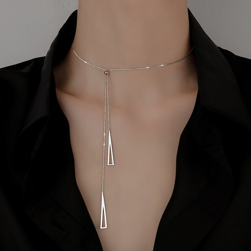 Exquisite Geometric Triangle Adjustable Clavicle Chain Necklace