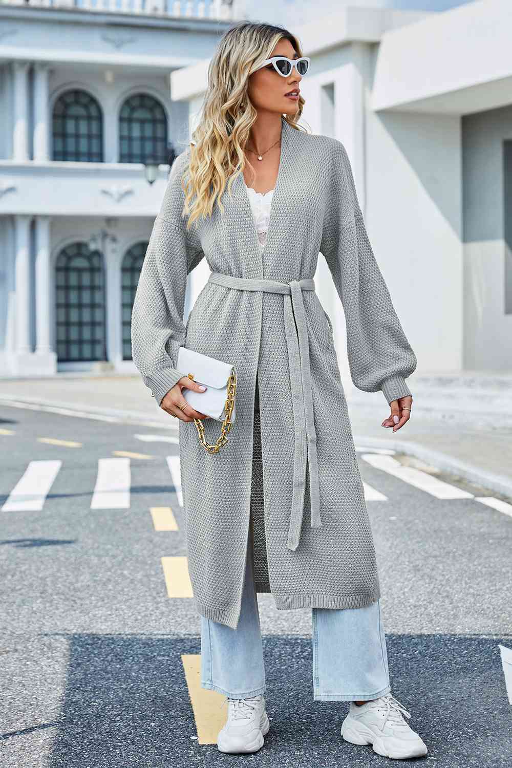 Tie Waist Longline Cardigan Coat