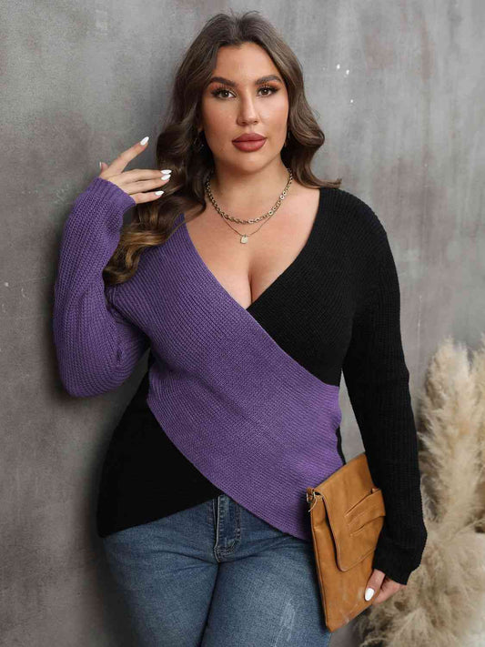 Cross Over Two-Tone Sweater