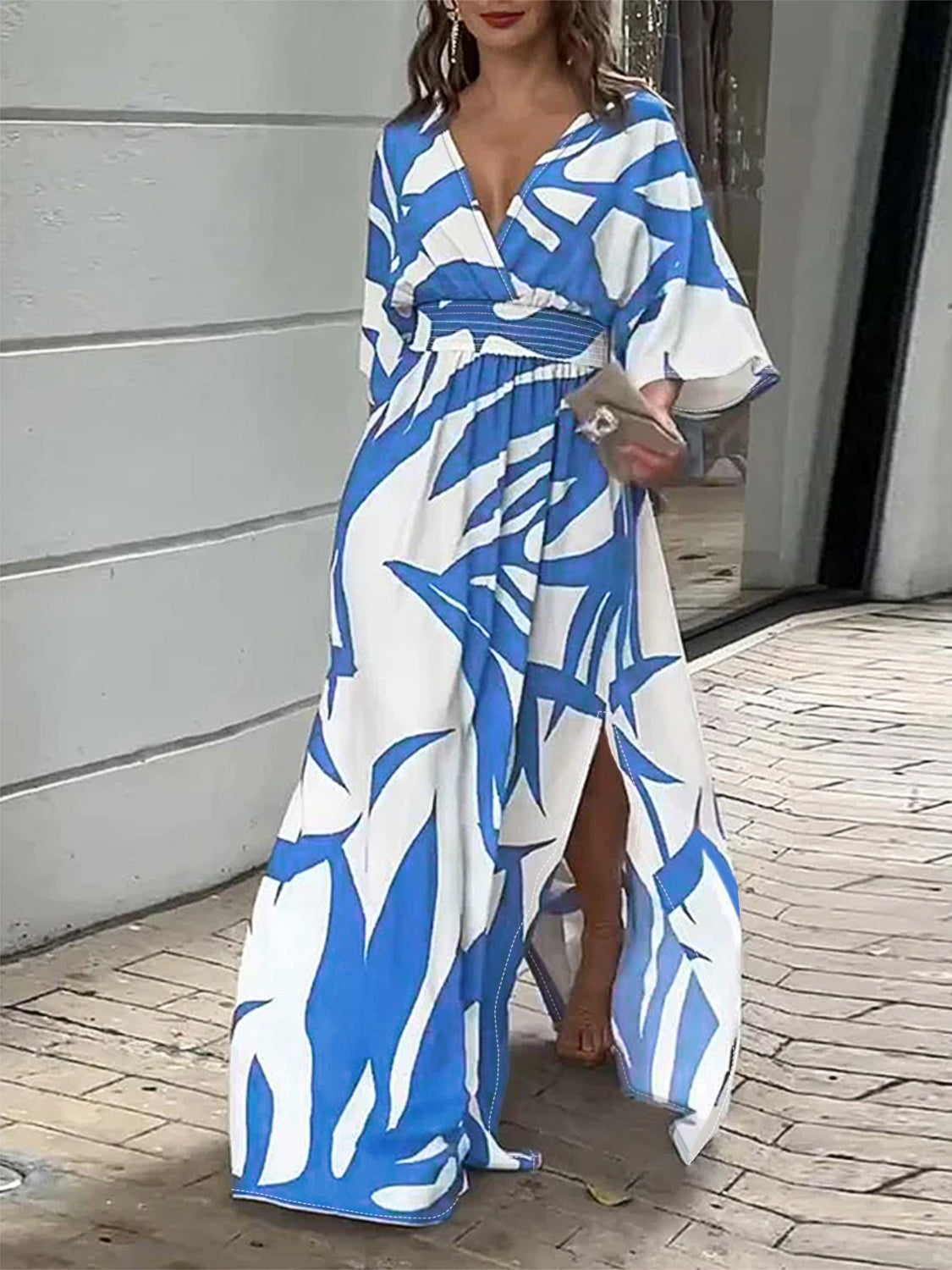 Abstract Surplice Maxi Dress