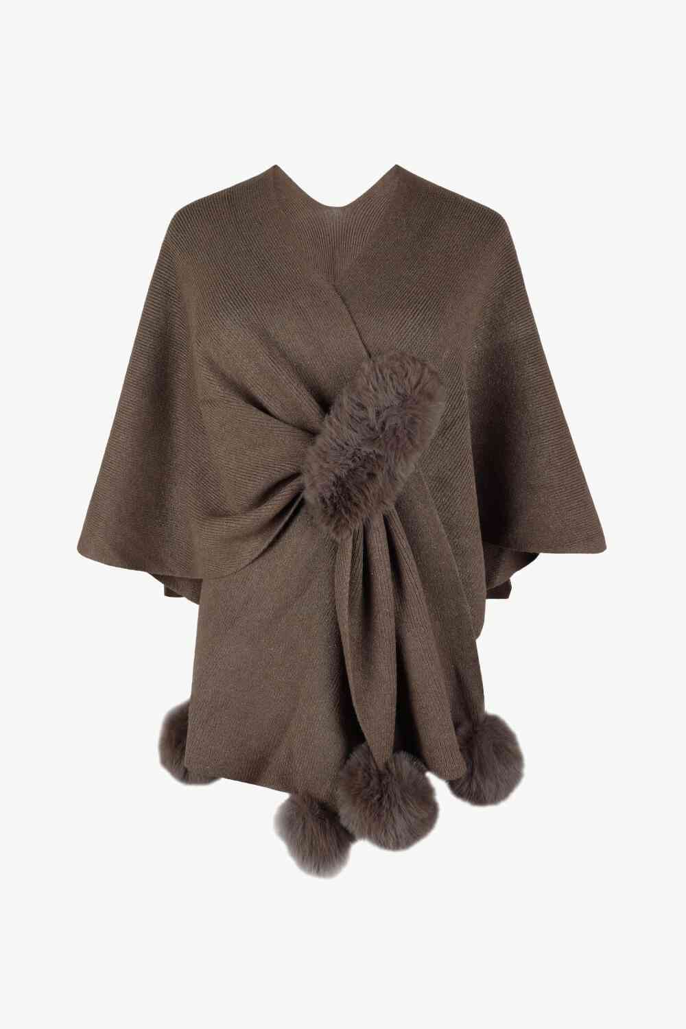 Pom-Pom Trim Poncho