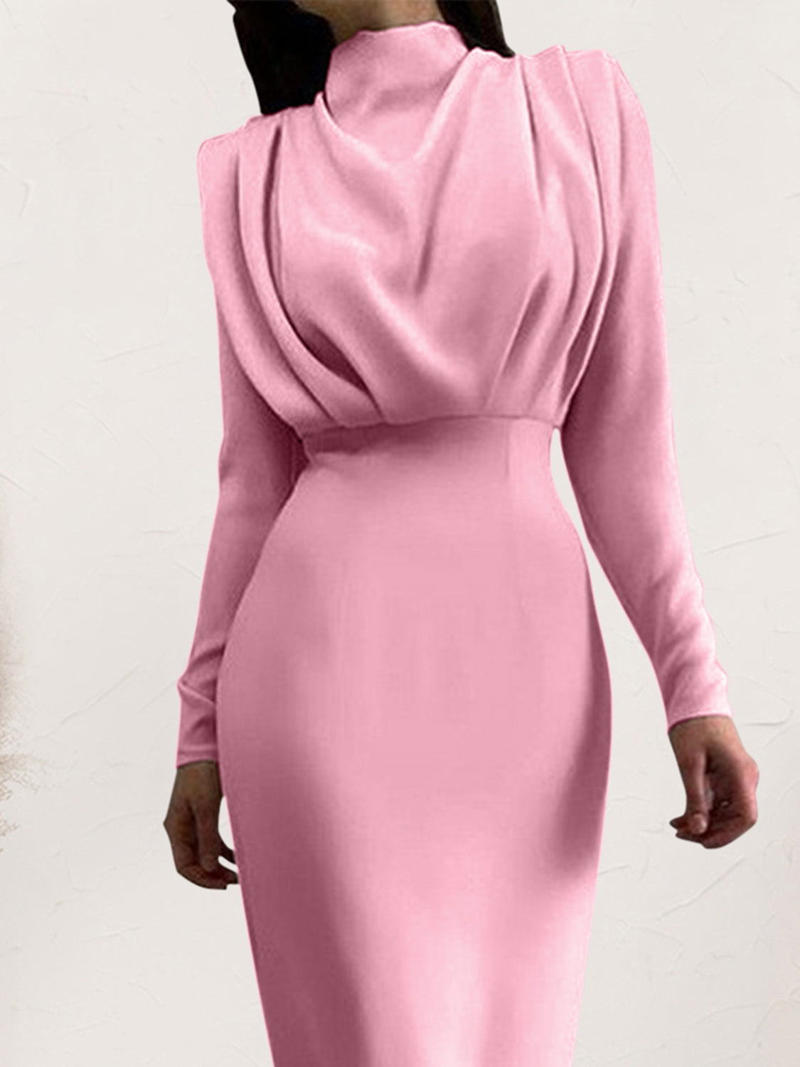 Unik's Ruched Mockneck Long Dress