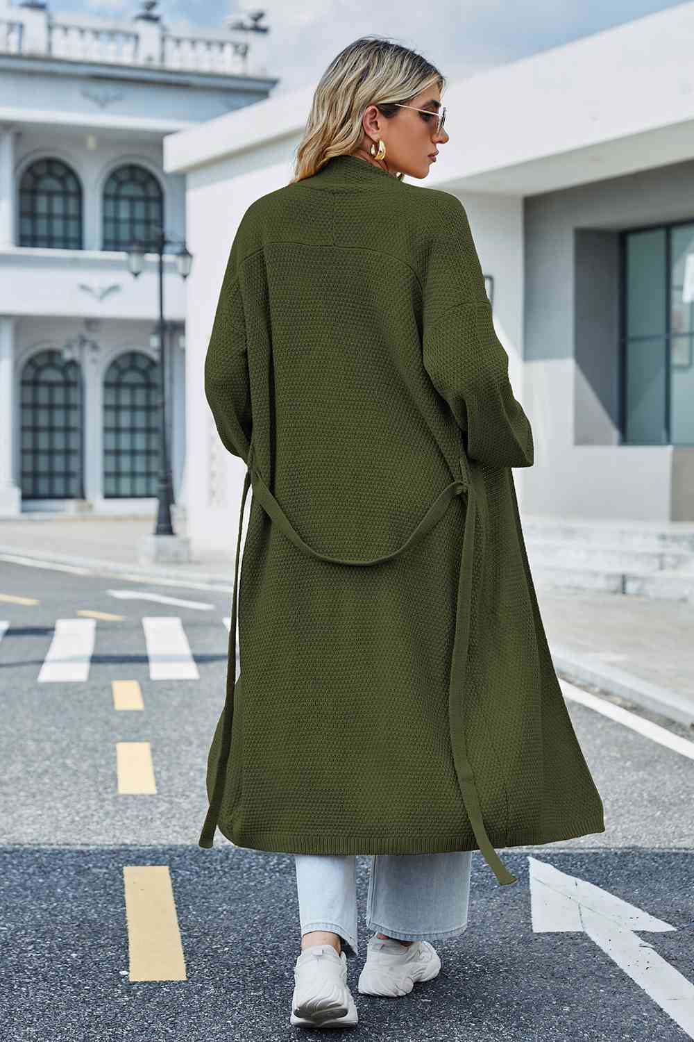 Tie Waist Longline Cardigan Coat