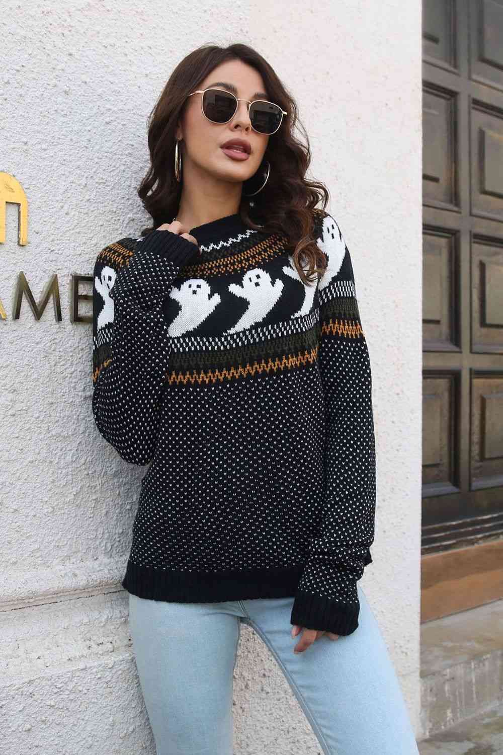 Cross Bones and  Skull Pullover Sweater